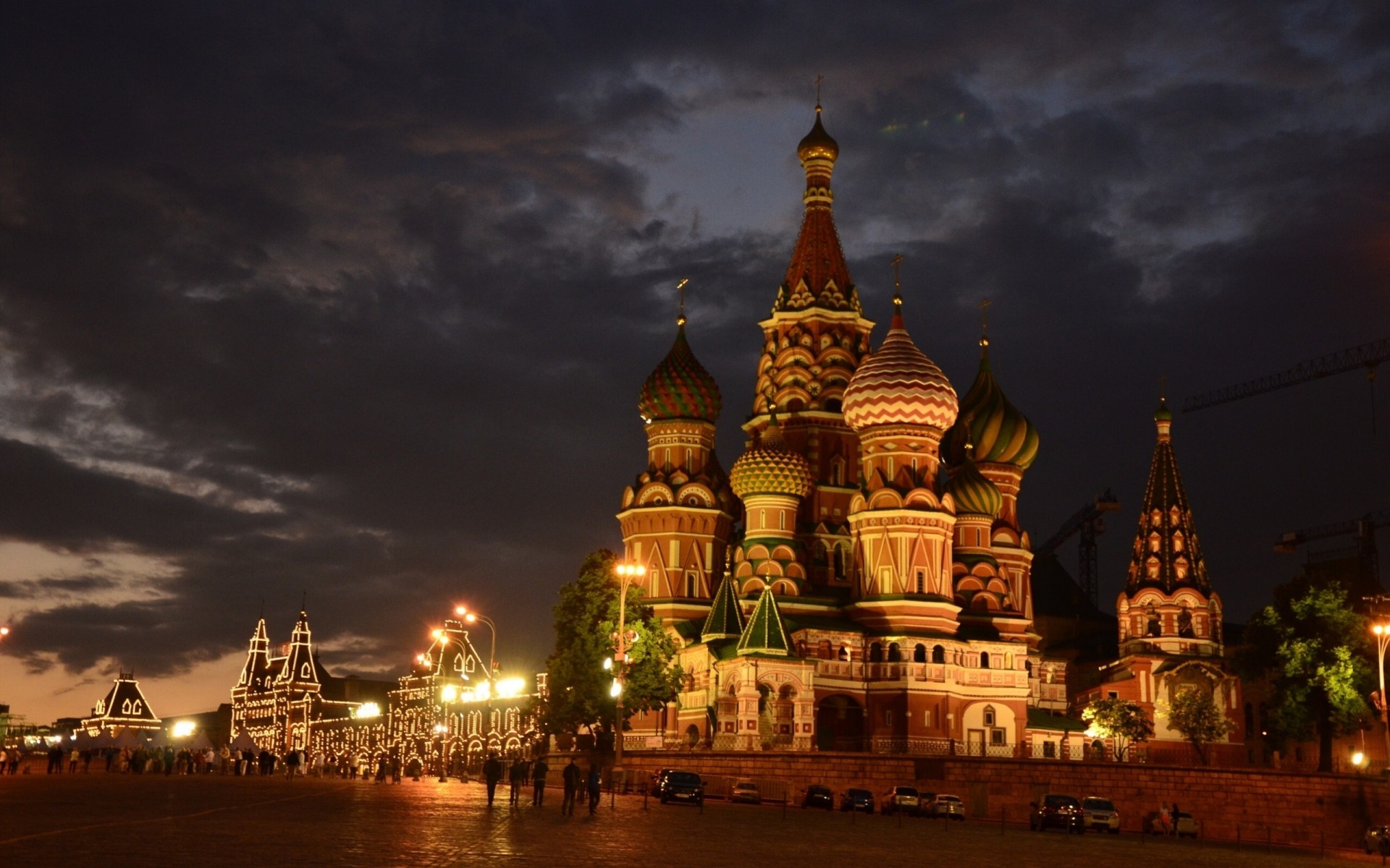 russie temple cathédrale place rouge moscou temple de basile le bienheureux ville de nuit