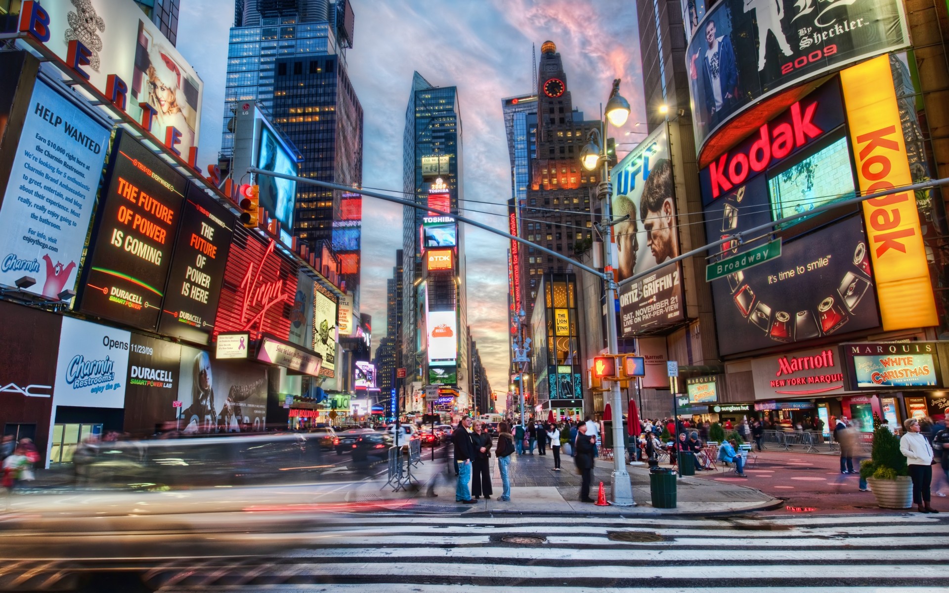 advertising times square street new york light views town