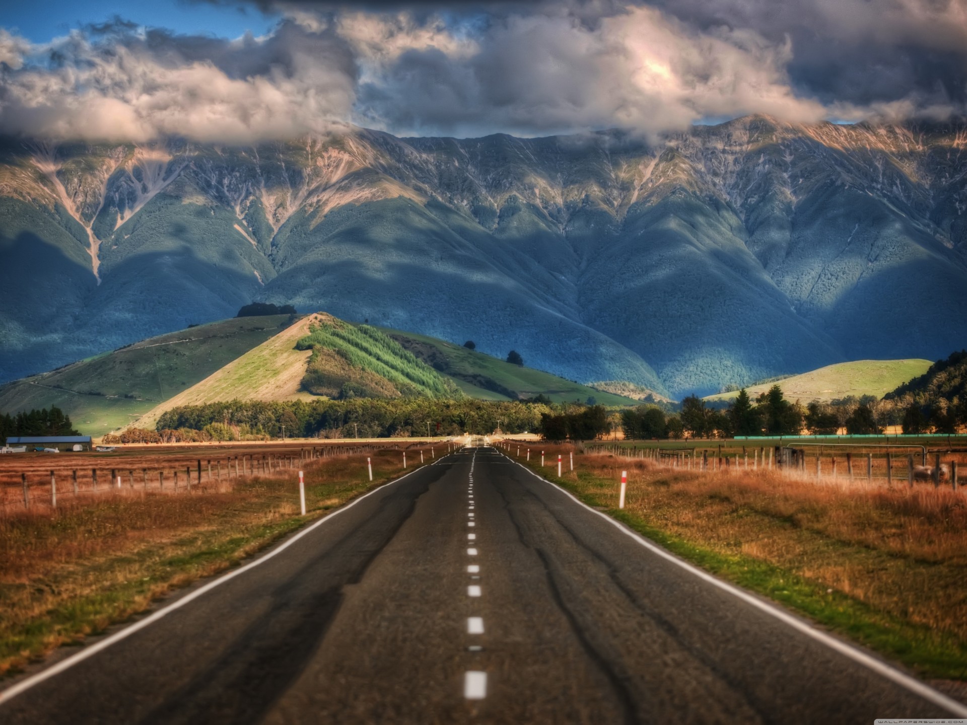 neuseeland wolken straße natur berg