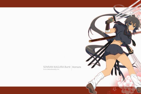 Seifuku homura avec katana et épée