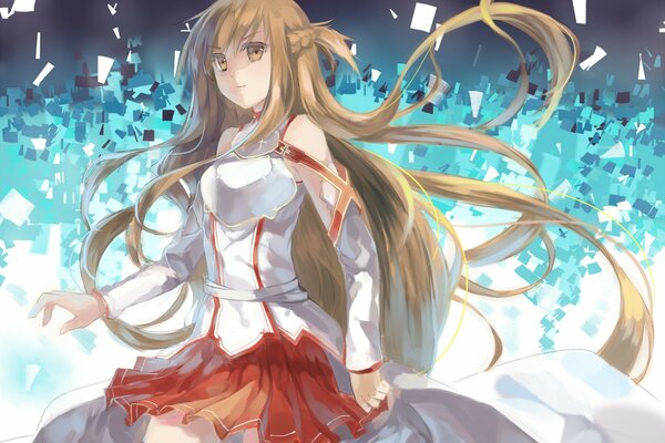 Yuki asuna mit braunen Augen und langen braunen Haaren