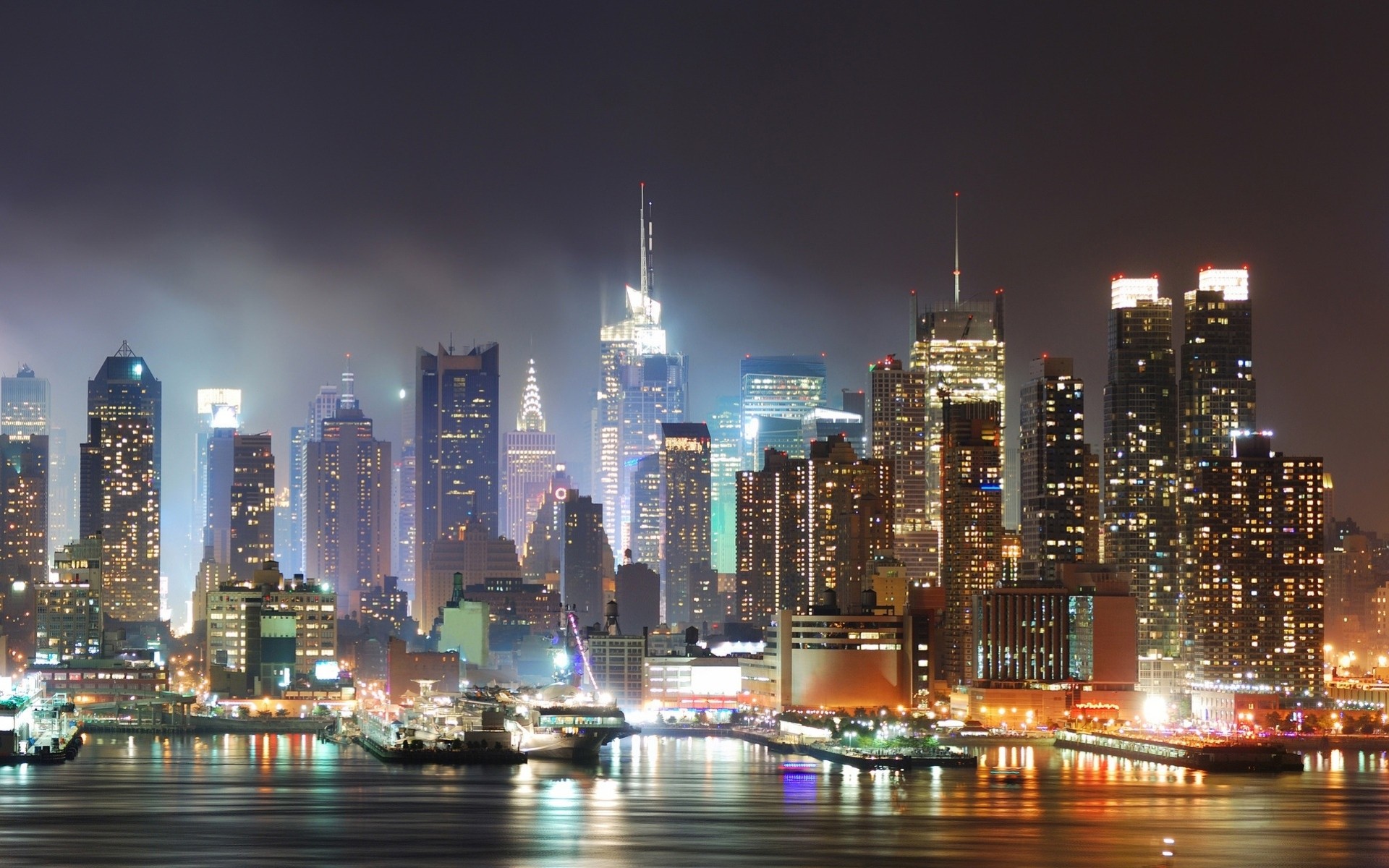 licht nacht schwarz new york city hafen stadt