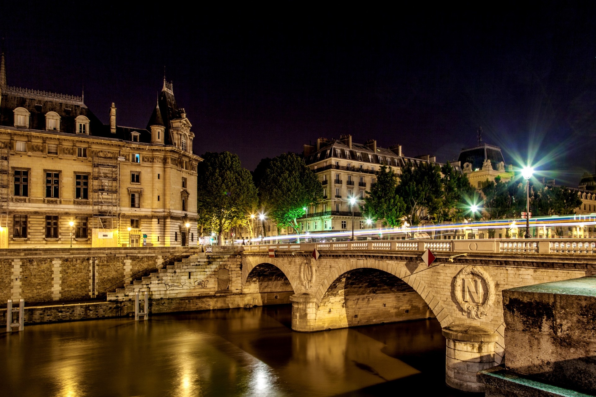 lights headlights night france bridge paris ile de france qatar airways city light