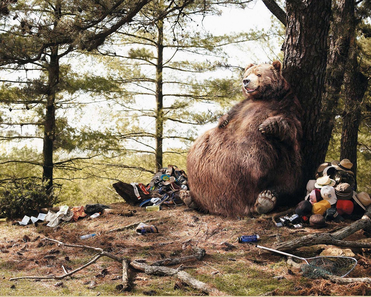 медведь мусор юмор живот