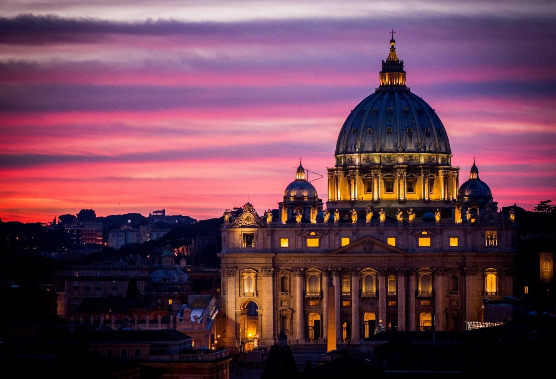 cathédrale saint-pierre architecture coucher de soleil ville rome nuit ciel vatican italie