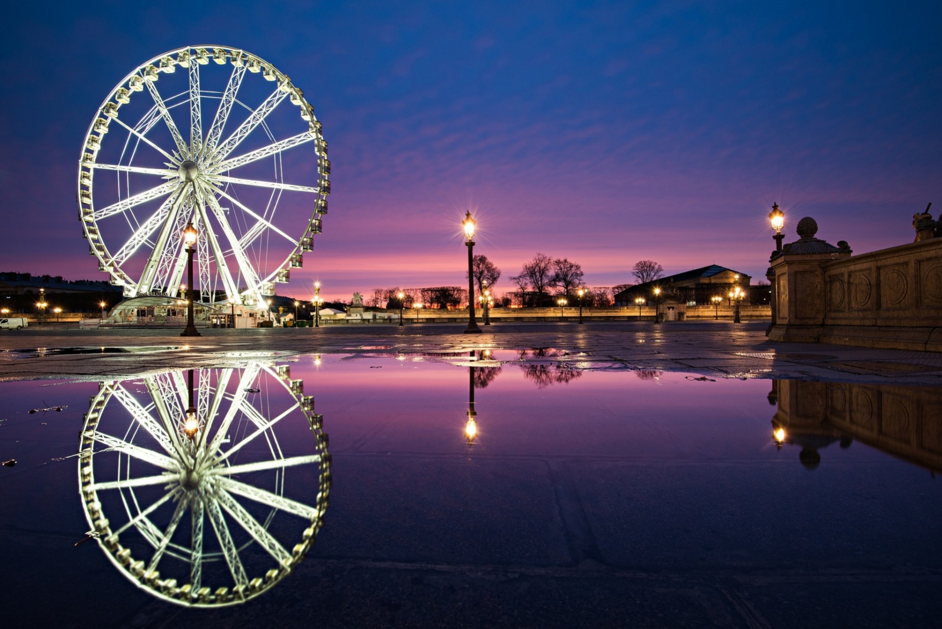 fontaine de fleuves place de la concorde place de la concorde reflection paris city night france fountain ferris wheel qatar airways headlights people