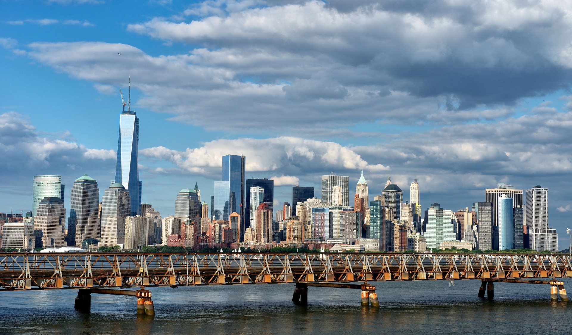 manhattan new york pont panorama bâtiment baie