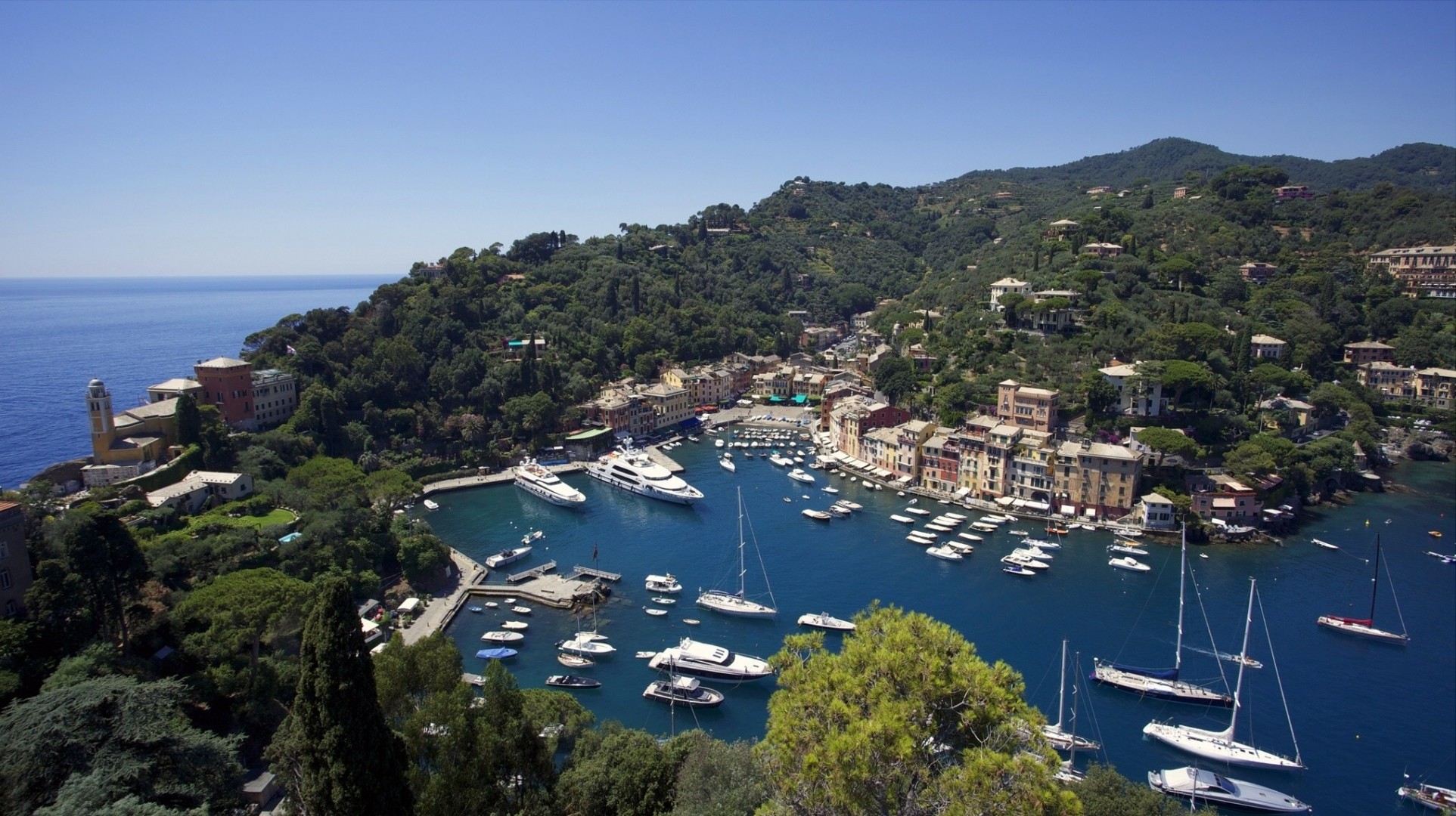 italy portofino yacht boat coast bay panorama landscape liguria ligurian sea italia