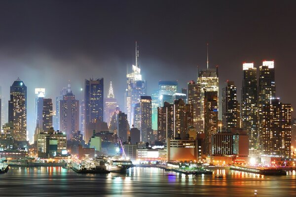 Vue de la nuit de New York