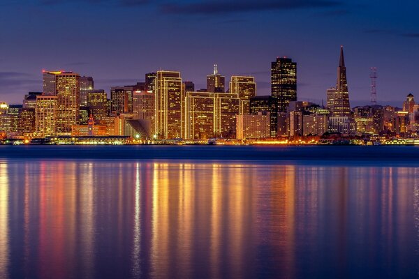 San Francisco in the lights of the night city