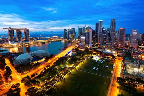 Singapore Night City landscape