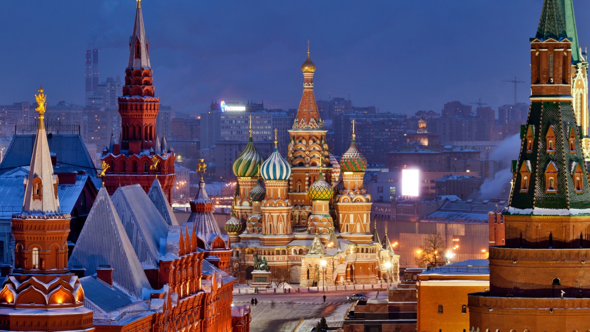 russland lichter nacht tempel kreml moskau hauptstadt winter