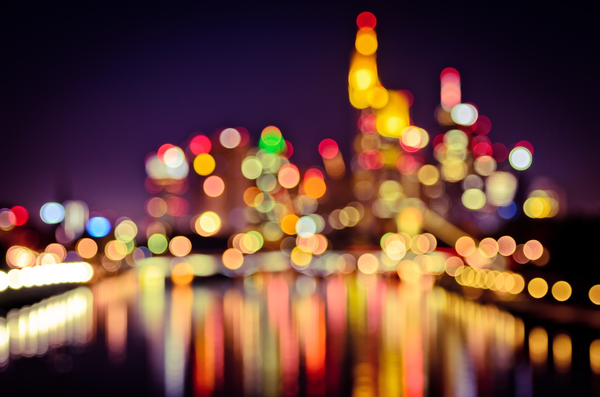 luci notte francoforte sul meno bokeh città germania