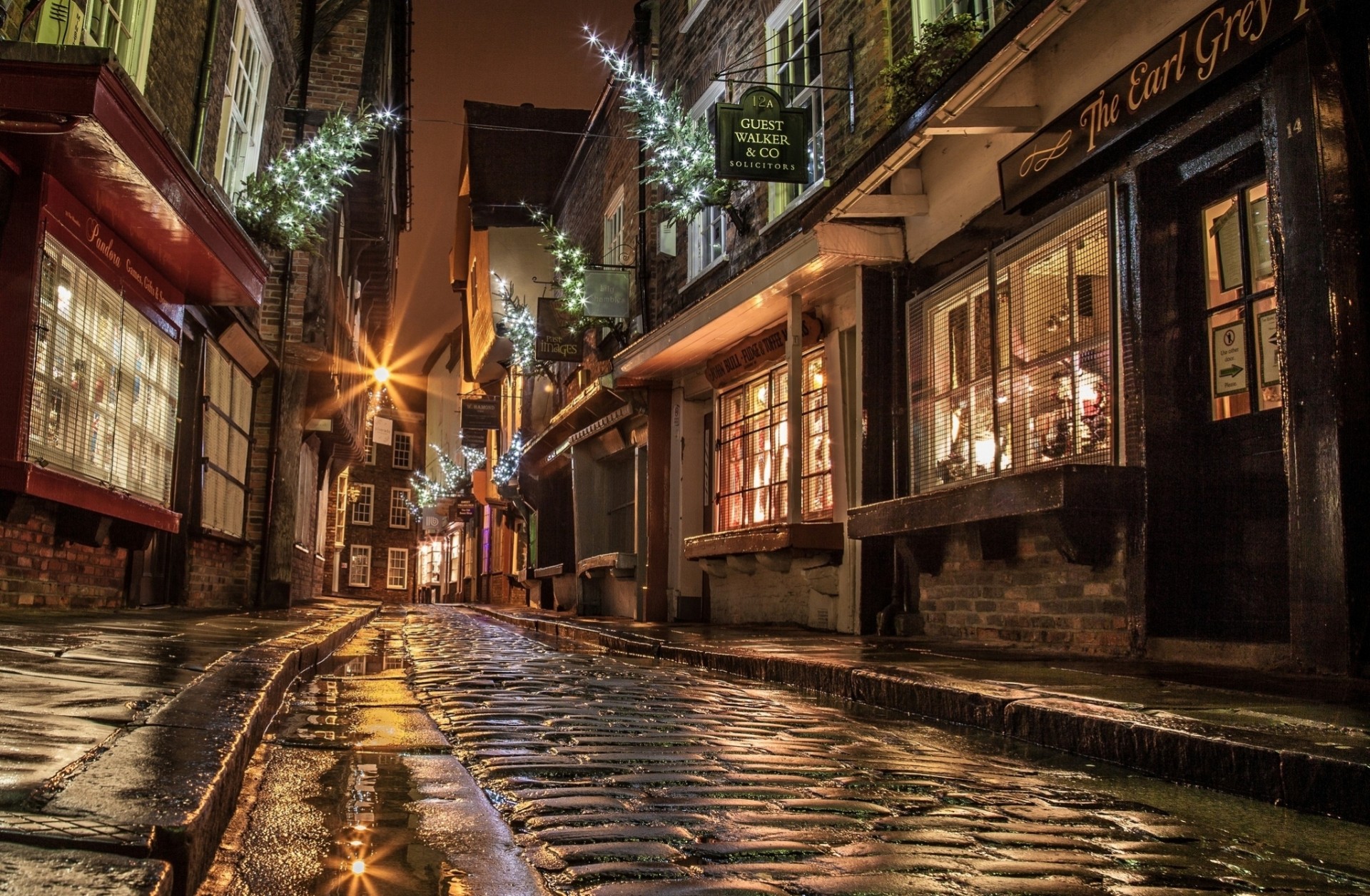 weihnachten england nacht neujahr fenster straße licht straße pflastersteine häuser