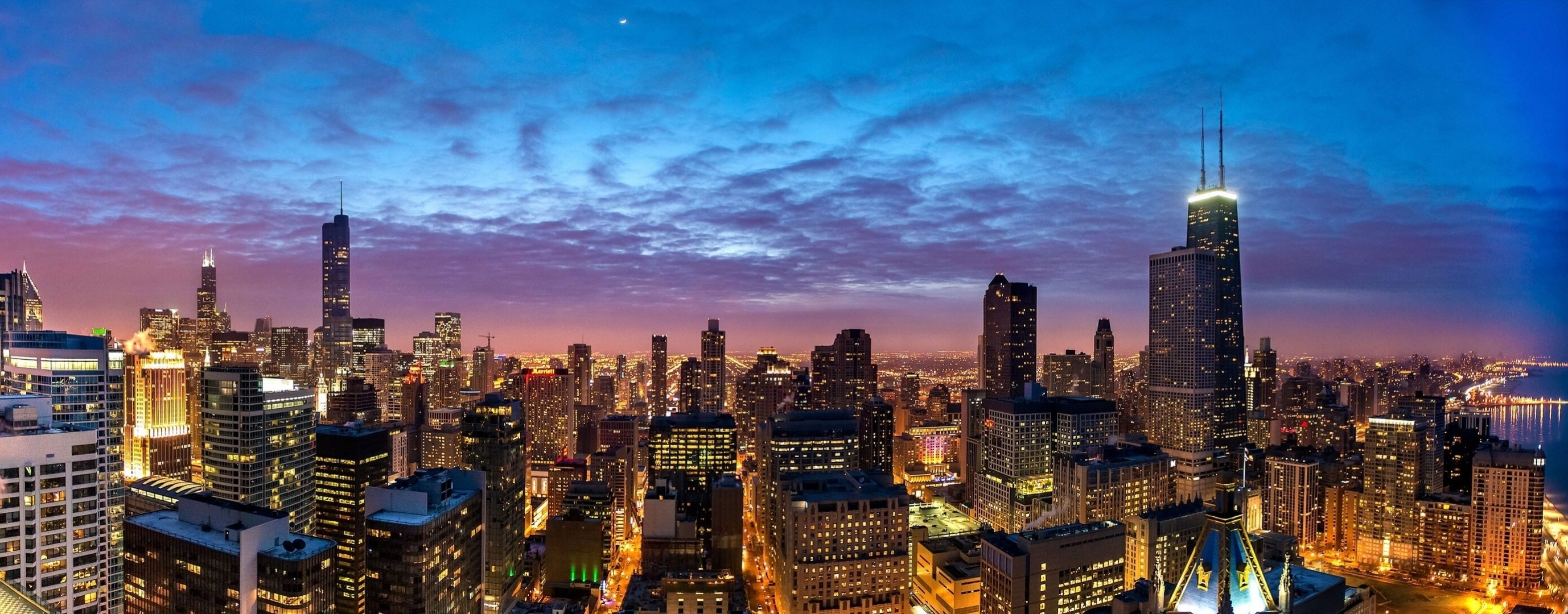 chicago wolkenkratzer panorama gebäude nachtstadt