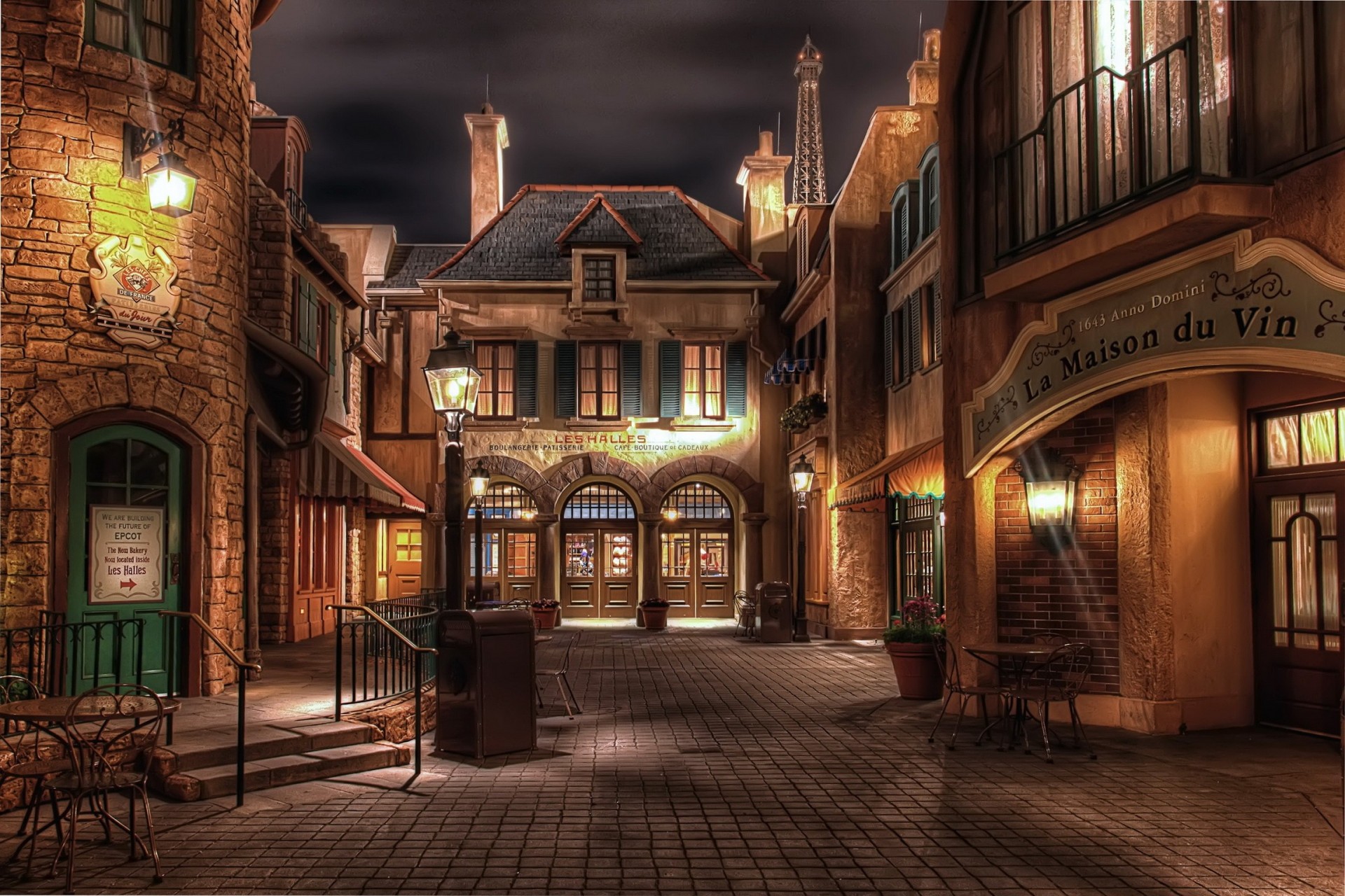 night town street disneyland united states house