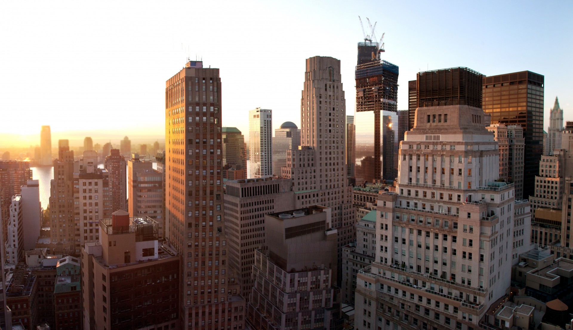 new york edificio grattacieli tramonto