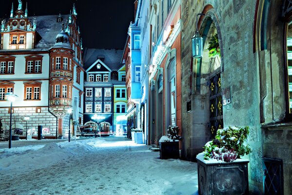 Houses in Germany at night