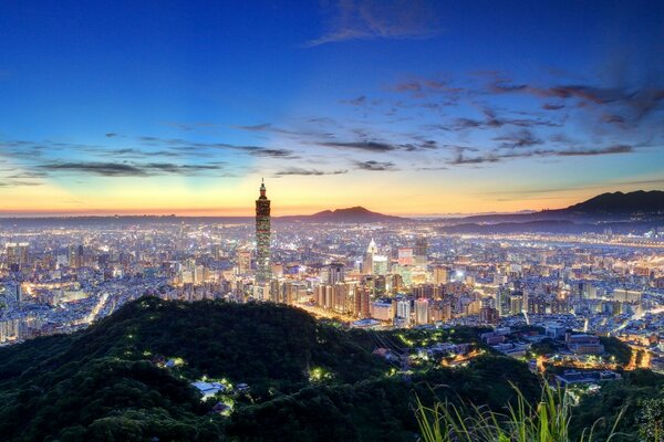 Panorama of Chinese Taipei at sunset