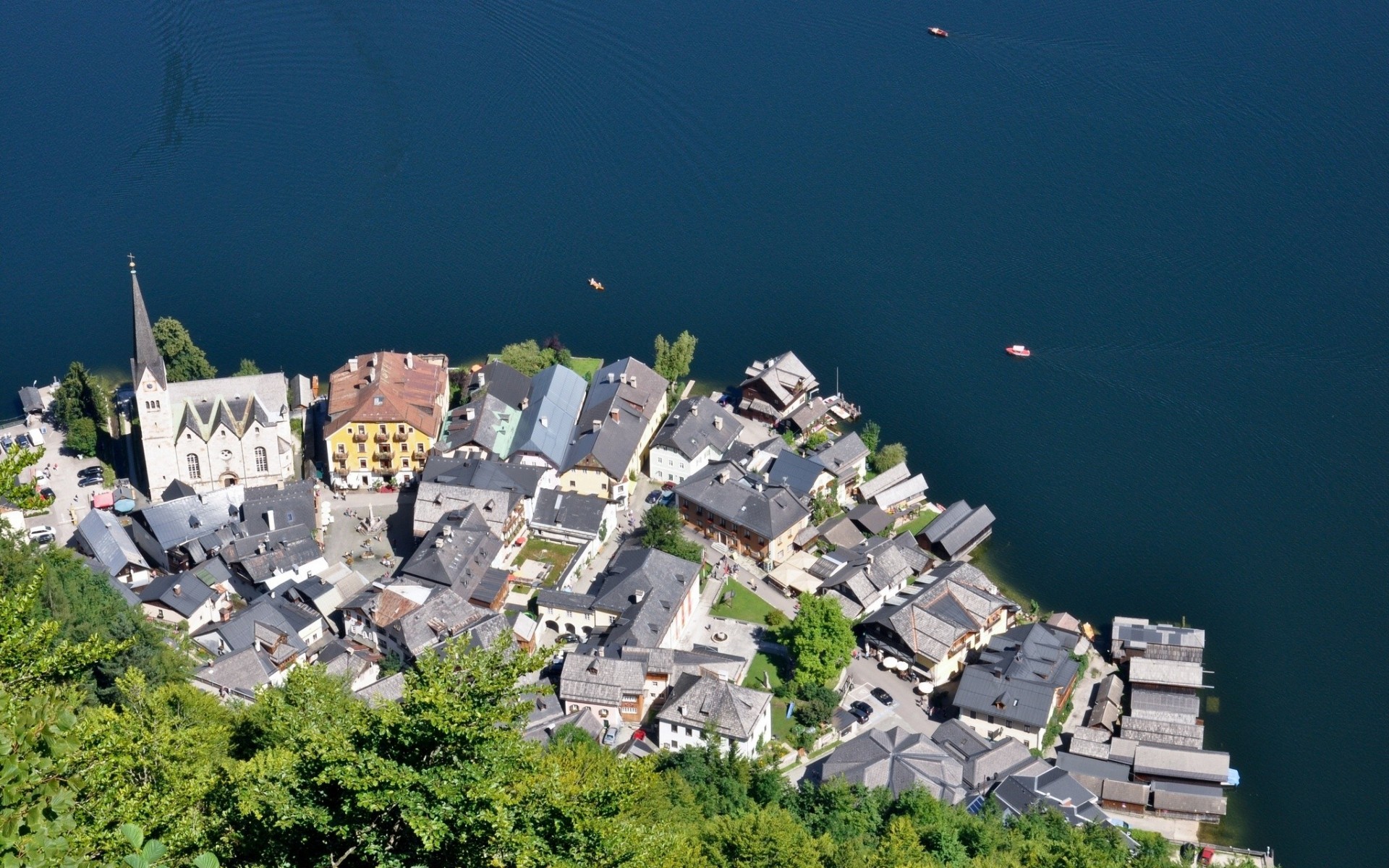 see panorama gebäude hallstatt österreich hallstatt-see