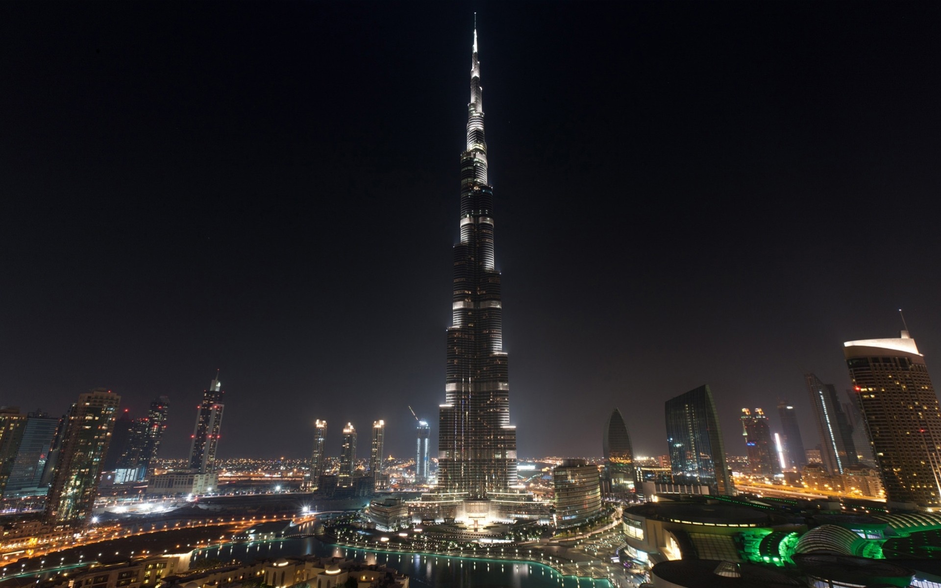 dubaï burj khalifa lumière nuit noir ville