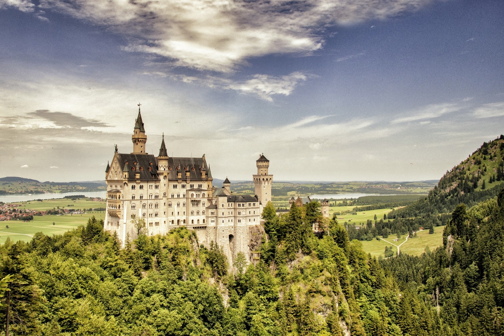 paesaggio blocco foresta baviera germania riparazione castello di neuschwanstein rocce