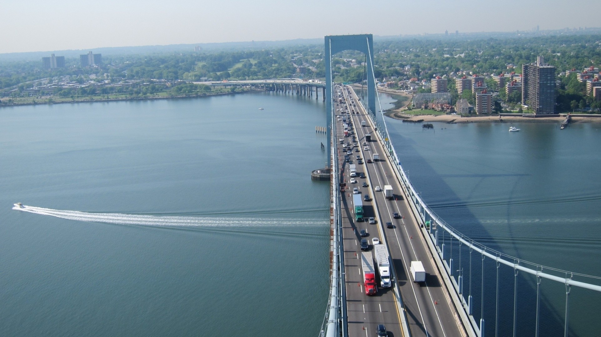 east river fiume new york ponte panorama macchine