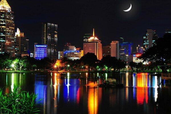Огни ночного города в Таиланде