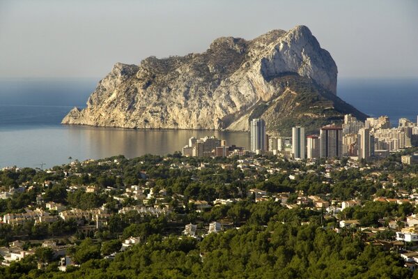 A fascinating panorama of the city and the rocks in the middle of the Mediterranean sea