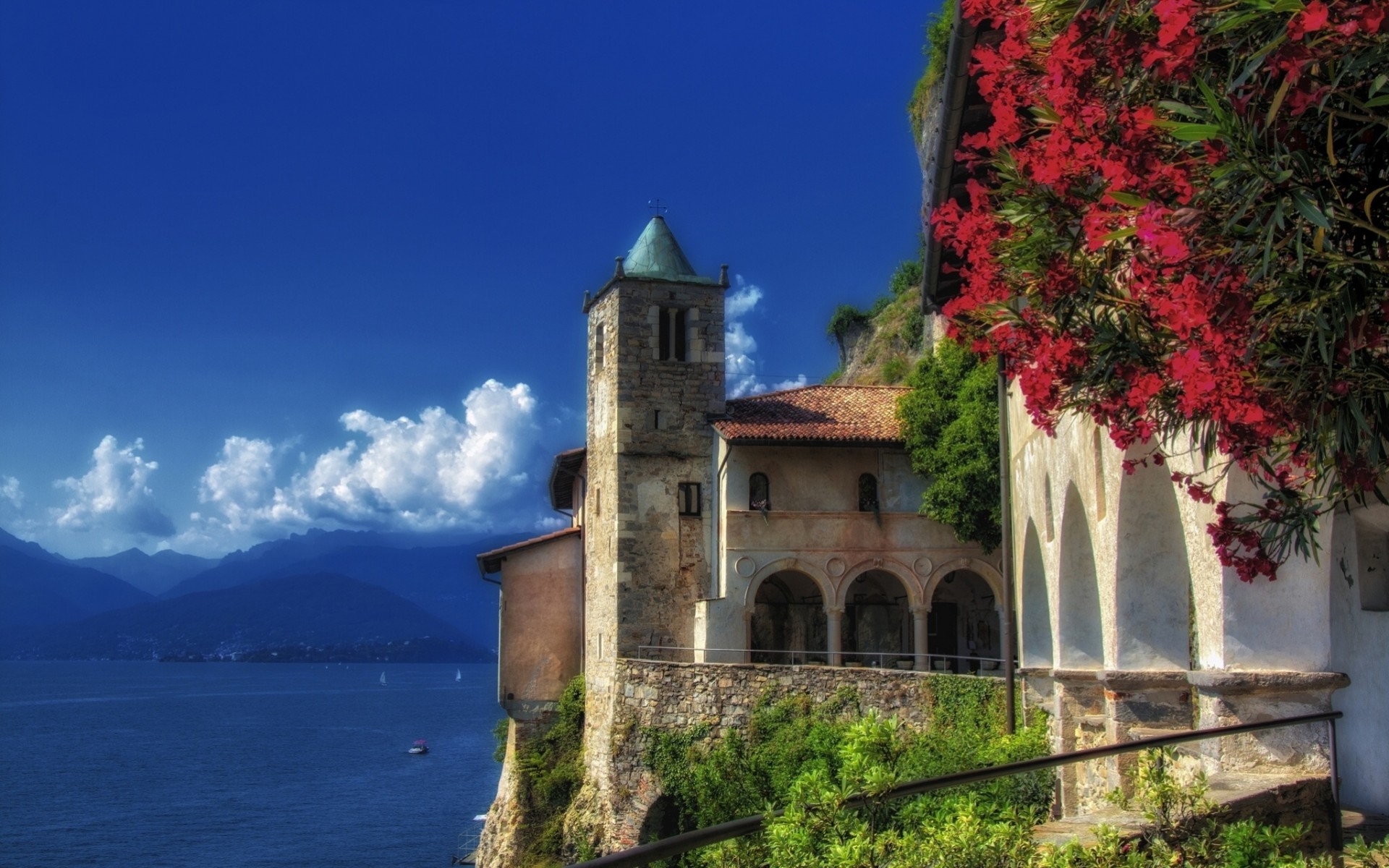 italia paisaje monasterio lombardía lago lago maggiore leggiuno monasterio de santa caterina del sasso montañas