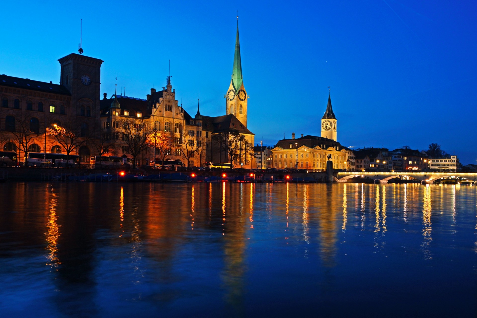 svizzera zurigo notte città fiume