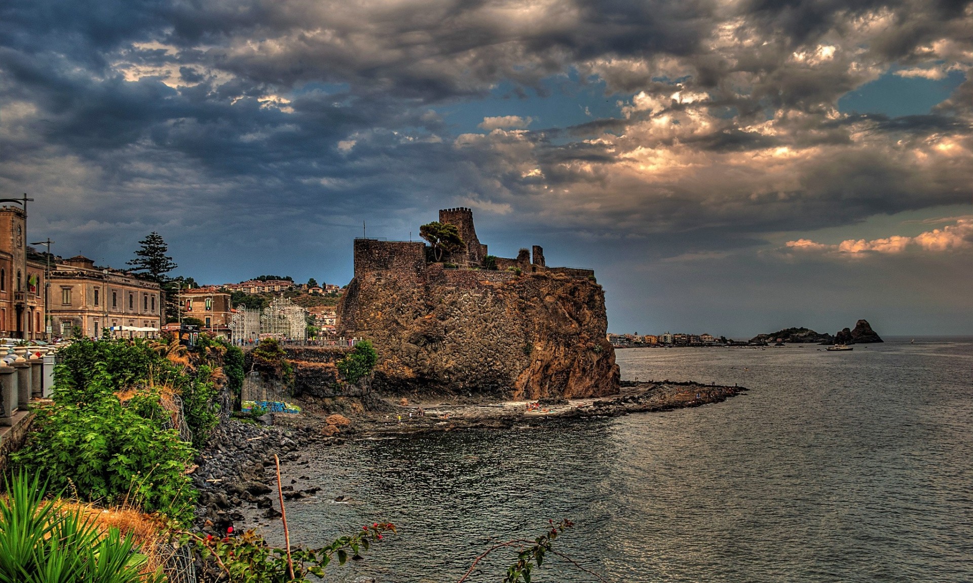 italy embankment mediterranean sea coast lock sea landscape rock sicily