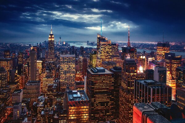 Night city in the USA New York