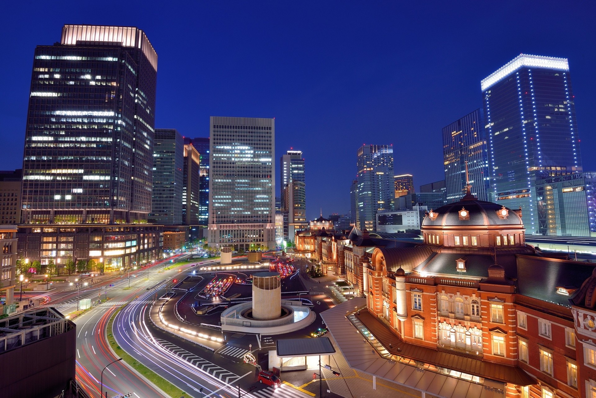 lumières rétro-éclairage nuit ciel gratte-ciel tokyo métropole mouvement bleu bâtiment japon capitale maisons