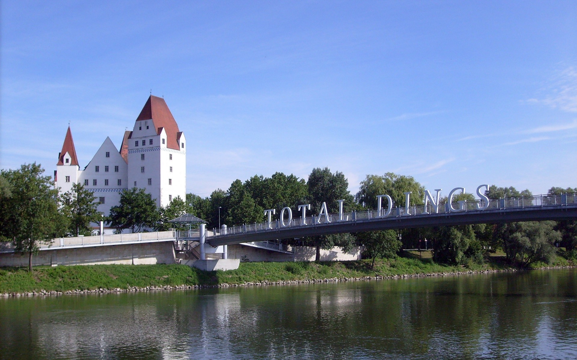 rzeka zamek most miasto niemcy dunaj