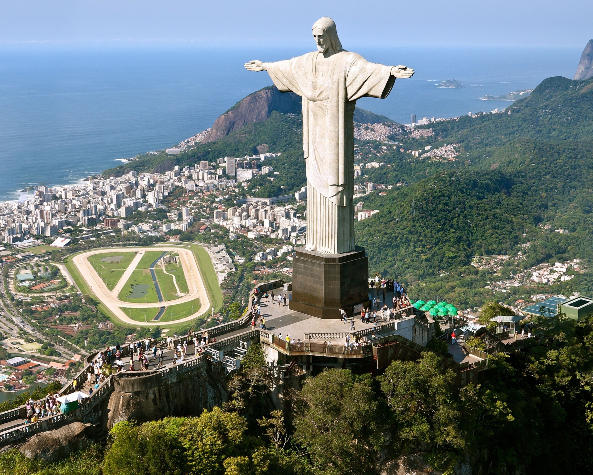 stadion statue rio de janeiro panorama brasilien rio de janeiro ozean