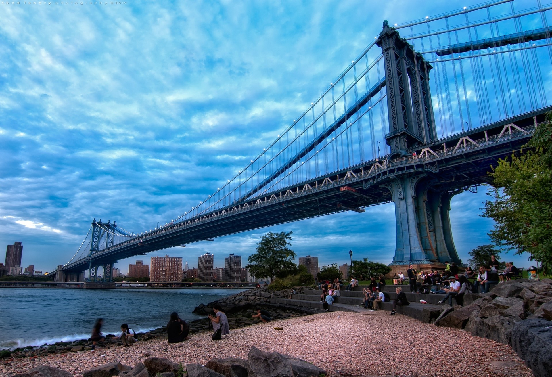 nowy jork manhattan bridge most hdr miasto