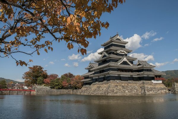Matsumoto Castle on the water in Japan