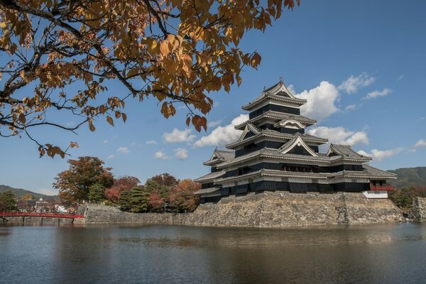 Zamek Matsumoto na wodzie w Japonii