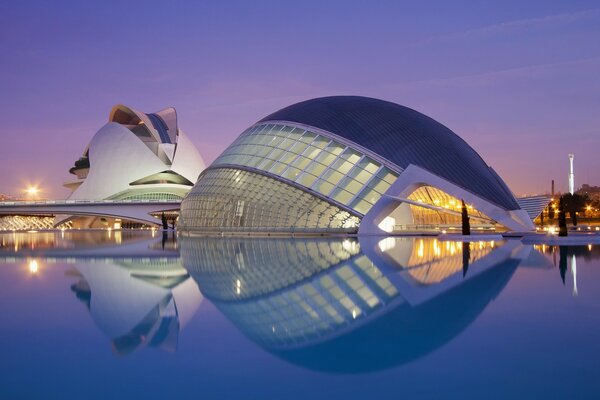 Beautiful city of Valencia at night