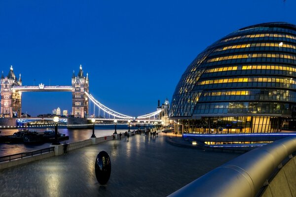 The night lights of Tower Bridge over the Thames