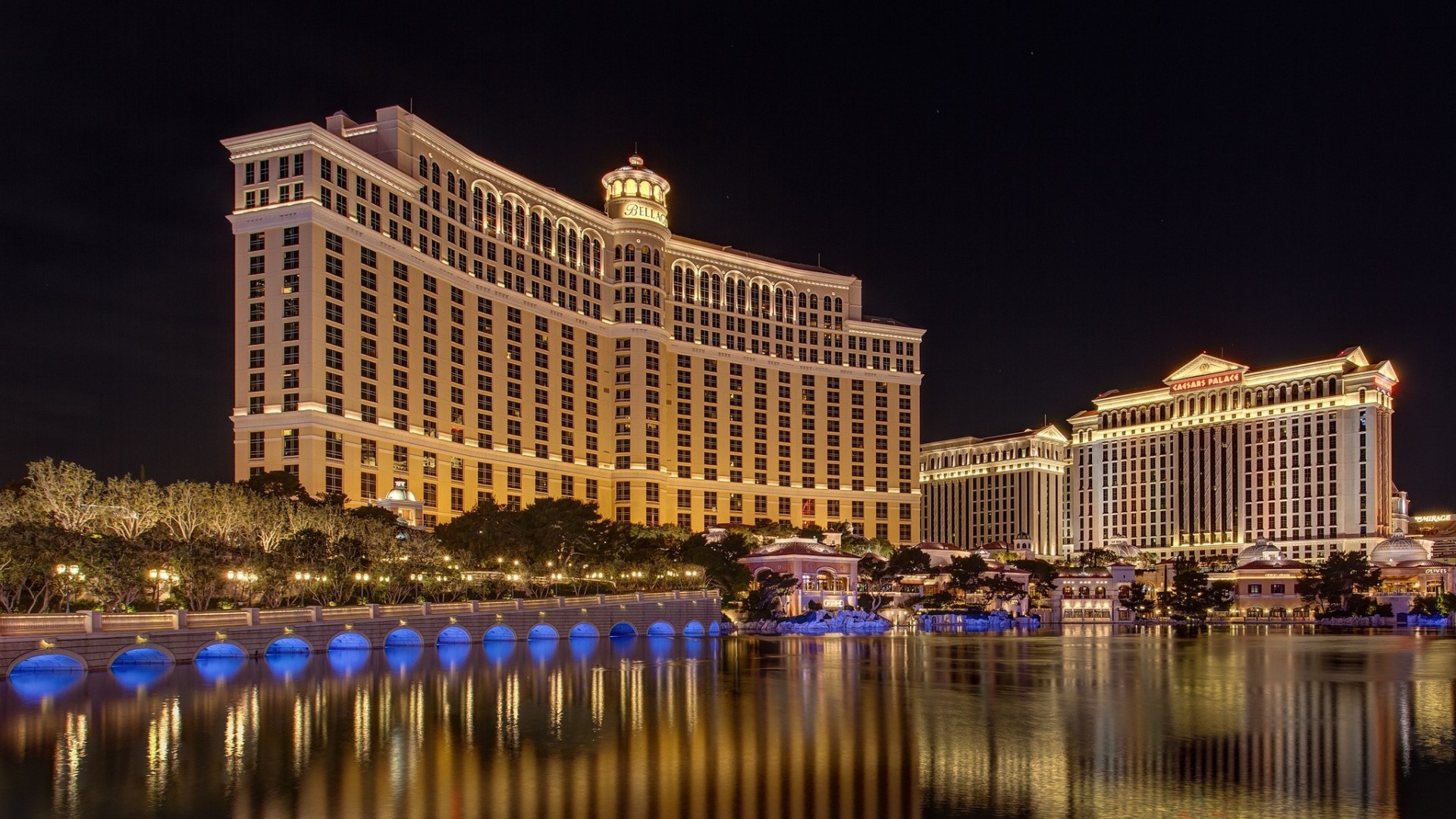 noche estados unidos nevada las vegas bellagio luces iluminación hotel