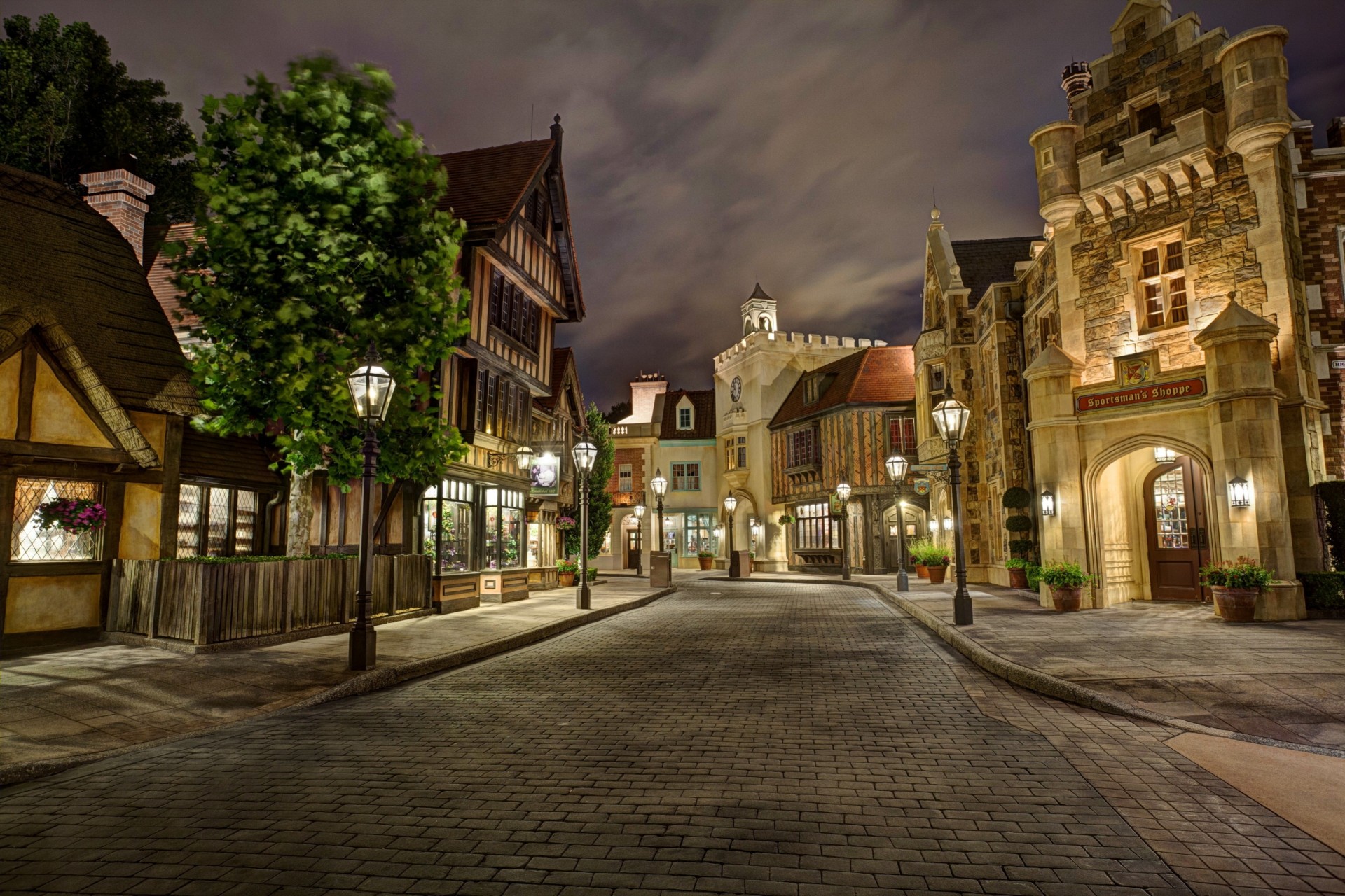 nacht straße lichter disneyland straße usa kalifornien