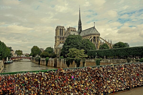 Cathédrale notre-dame-de-Paris au bord de la Seine