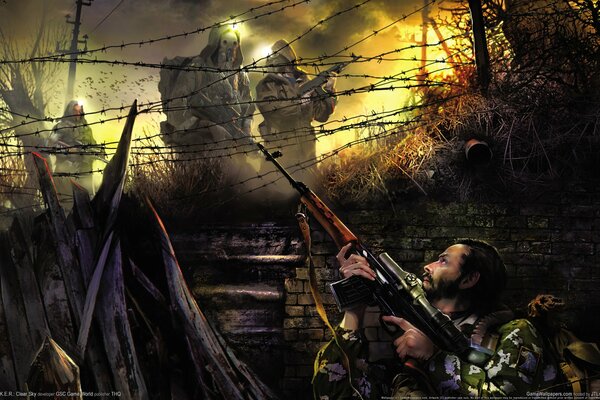 Stalkers ambush behind barbed wire
