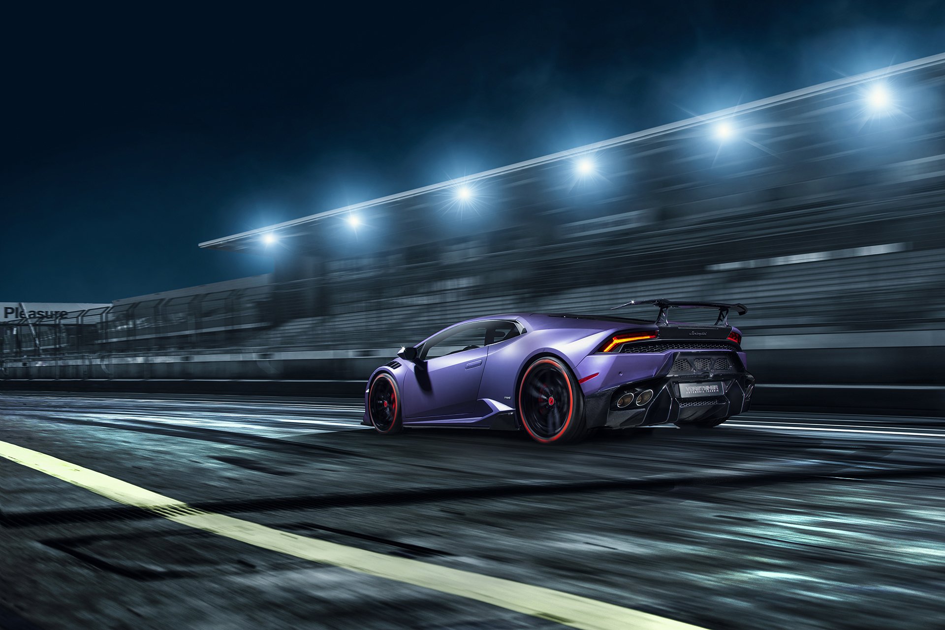 lamborghini huracan vorsteiner novara tuning supercar in motion night