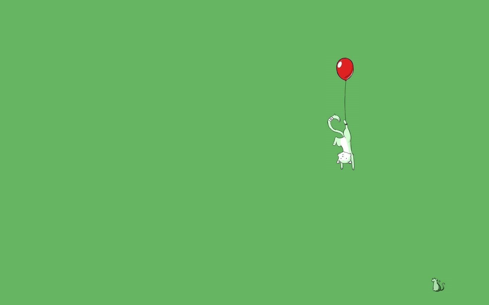 gatto bianco minimalismo volo palloncino palloncino palloncino rosso sfondo sfondo verde gatto altezza creativo