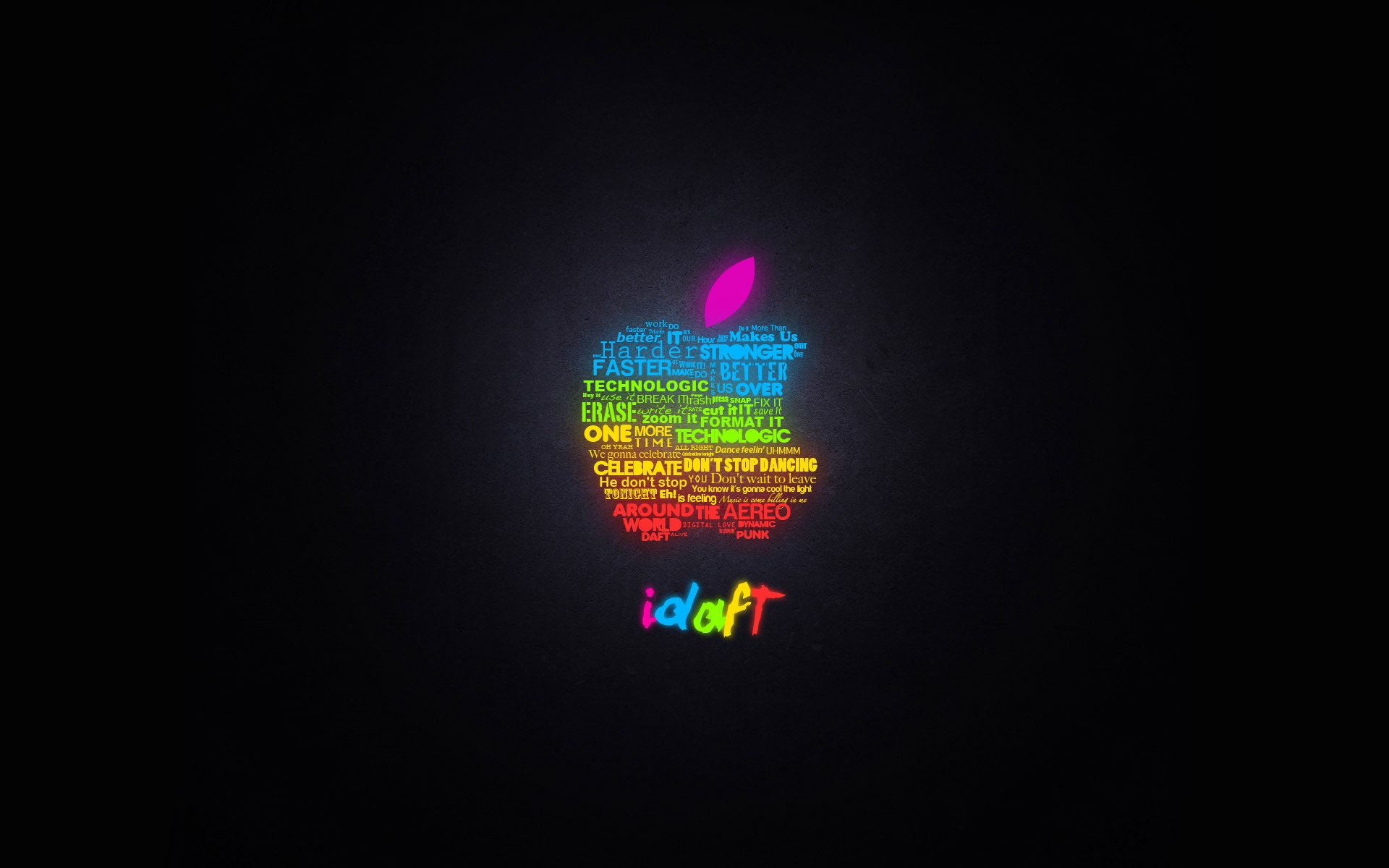 mela neon parole lettere apple emblemi loghi