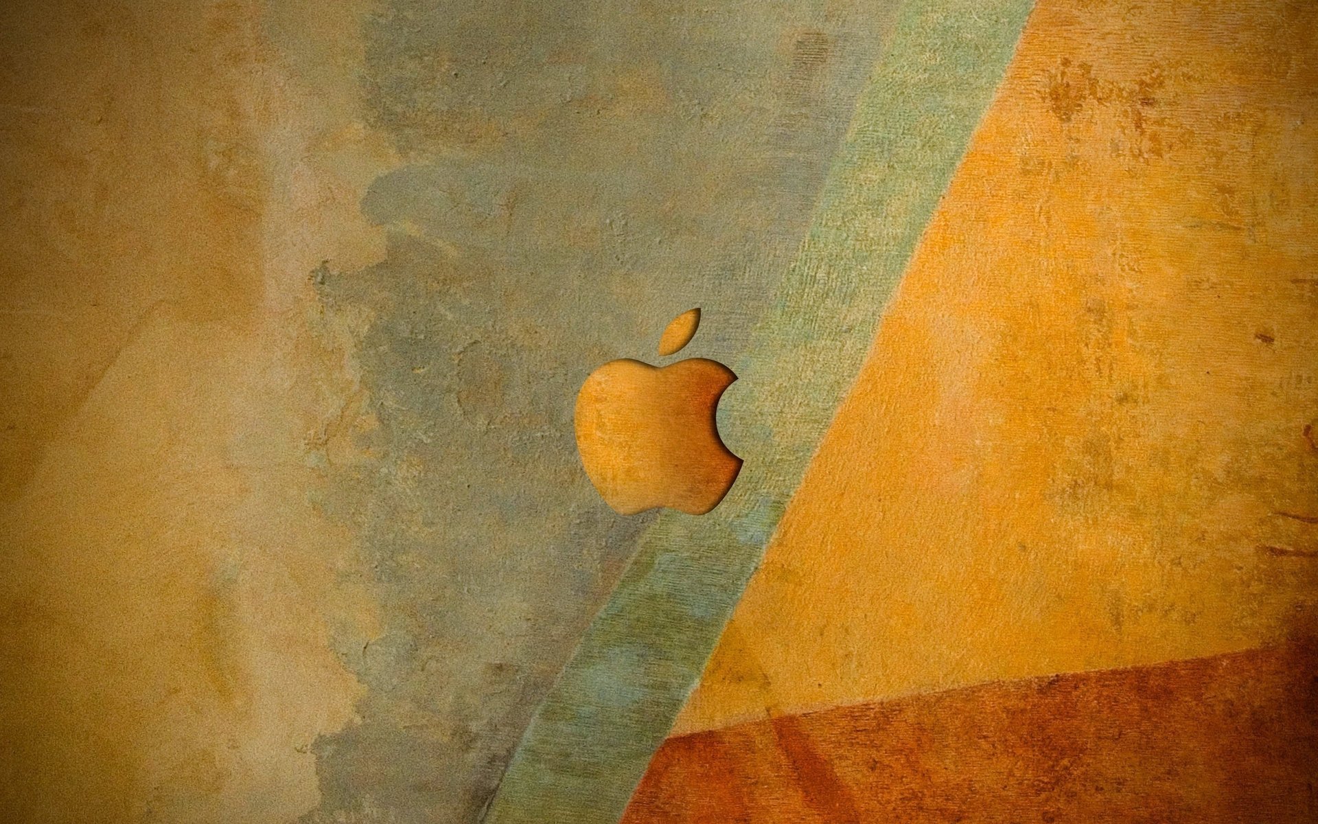 orangefarbene farbtöne umhüllte wand bullseye apple embleme logos