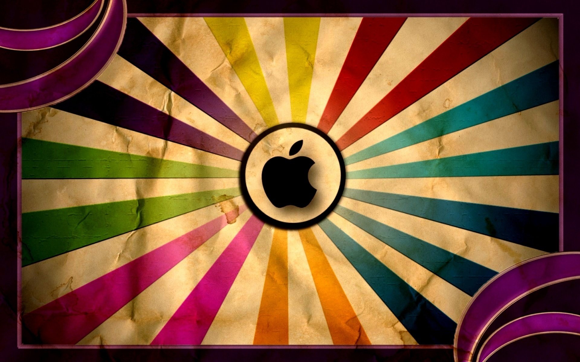 sombra de manzana postal líneas colores surtidos apple emblemas logotipos